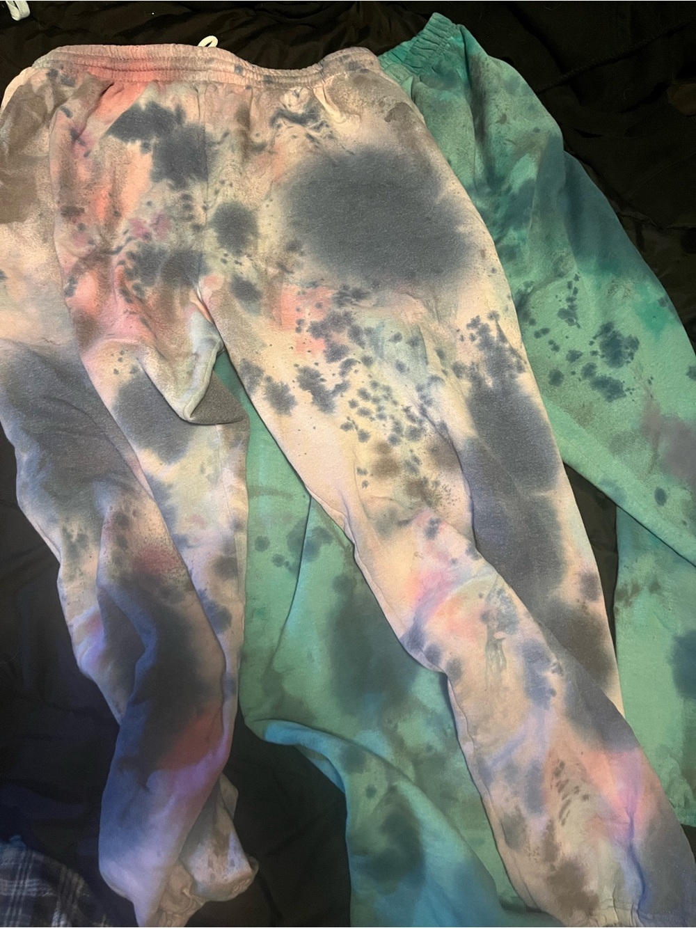 Tie-Dye Jogger Sweatpants - Pastel Pink & Teal size xl